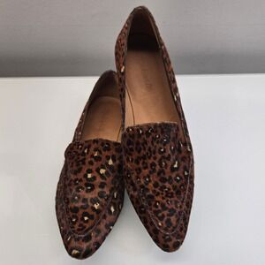 Madewell The Frances Skimmer Calf Hair Loafer Flat 9 Leopard Pointed Toe Slip On